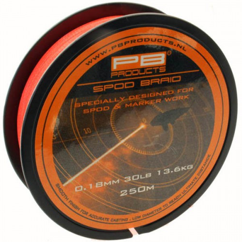 Леска плетеная PB Products SPOD & MARKER Braid Fluo Orange 0.18mm 250m 