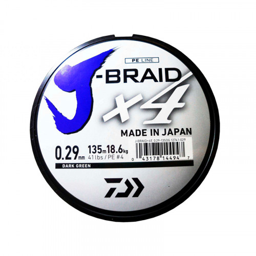 Леска плетеная Daiwa J-Braid X4 270м 0,29мм Dark Green