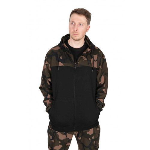 Толстовка с капюшоном Fox LW Black/Camo Split Zip Hoody