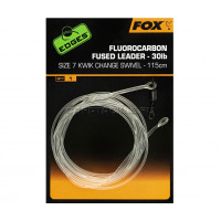 Противозакручивательс вертлюгом Fox Edges Fluorocarbon Fused Leaders 30lb Size7 Kwik Change Swivel 115cm