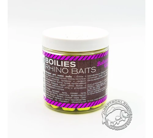 Бойлы нейтральной плавучести RHINO BAITS Pineapple (ананас + N-Butyric), 14 мм, банка 100 гр