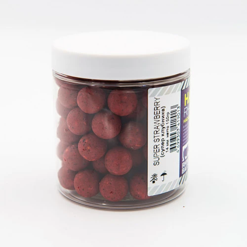 Бойлы насадочные RHINO BAITS Super Strawberry (супер клубника), 14 мм, банка 150 гр