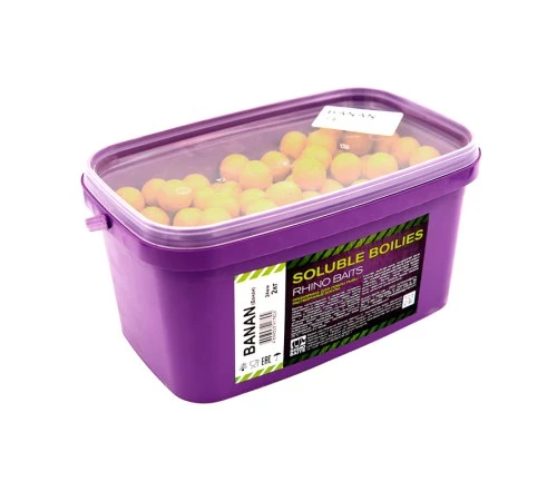 Растворимые бойлы 24мм RHINO BAITS Banana 24mm 2kg Банан