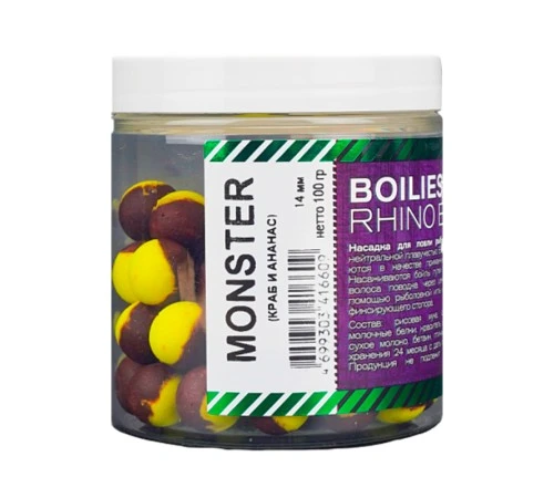 Бойлы нейтральной плавучести Rhino Baits Monster Rhino 14 мм 100 грамм краб и ананас