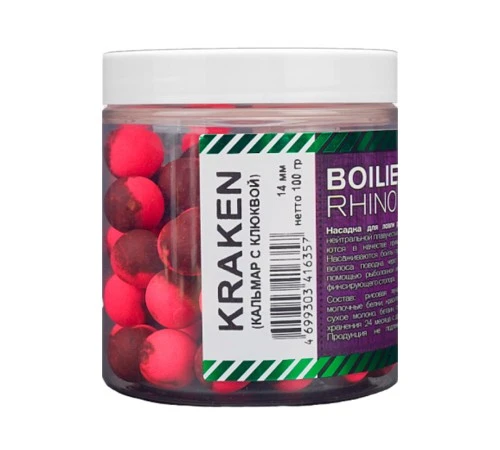 Бойлы нейтральной плавучести Rhino Baits Kraken 14 мм 100 грамм кальмар и фрукты