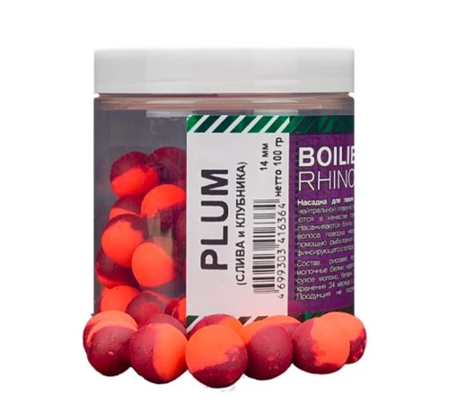Бойлы нейтральной плавучести Rhino Baits Plum 14 мм 100 грамм слива и клубника