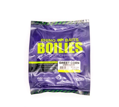 Тонущие насадочные бойлы 14мм Rhino Baits Sweet Corn 14mm 0.5kg Cладкая кукуруза