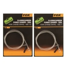 Противозакручивательс вертлюгом Fox Edges Fluorocarbon Fused Leaders 30lb Size 7/10 Kwik Change Swivel 115cm
