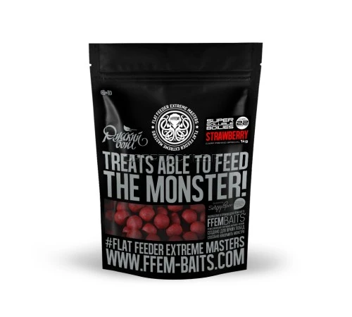Растворимые бойлы 22мм FFEM Soluble Boilies Strawberry 22mm 1kg Клубника